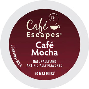 Cafe Escapes Cafe Mocha, Keurig K-Cup Coffee Pods, Box of 12 K-Cups