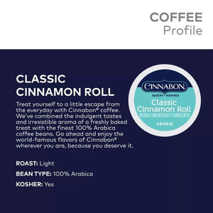 Cinnabon Classic Cinnamon Roll, Light Roast, Keurig K-Cup Coffee Pods, Box of 24 K-cups