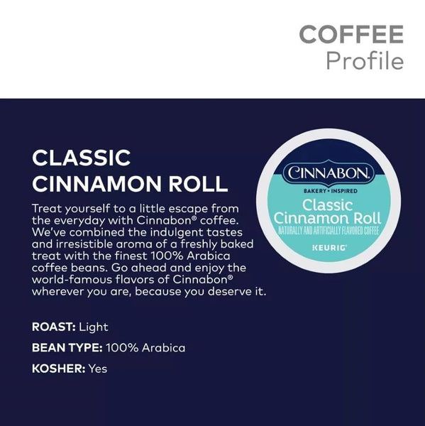 Load image into Gallery viewer, Cinnabon Classic Cinnamon Roll, Light Roast, Keurig K-Cup Coffee Pods, Box of 48 K-cups