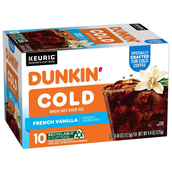 Load image into Gallery viewer, Dunkin' Cold French Vanilla, Medium Roast, Keurig K-Cup Coffee Pods, Box of 10 K-cups