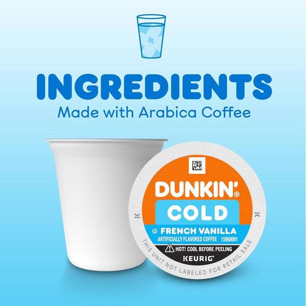Load image into Gallery viewer, Dunkin' Cold French Vanilla, Medium Roast, Keurig K-Cup Coffee Pods, Box of 10 K-cups
