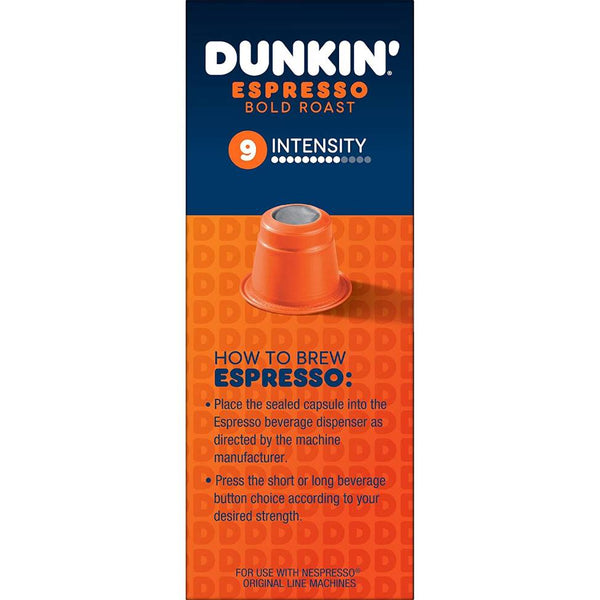 Load image into Gallery viewer, Dunkin Espresso Bold Roast, Box of 10 Nespresso Capsules