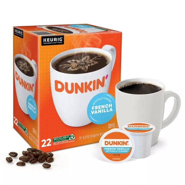 Load image into Gallery viewer, Dunkin' French Vanilla, Medium Roast, Keurig K-Cup Coffee Pods, Box of 22 K-cups