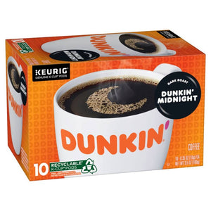 Dunkin' Midnight, Dark Roast, Keurig K-Cup Coffee Pods, Box of 10 K-cups