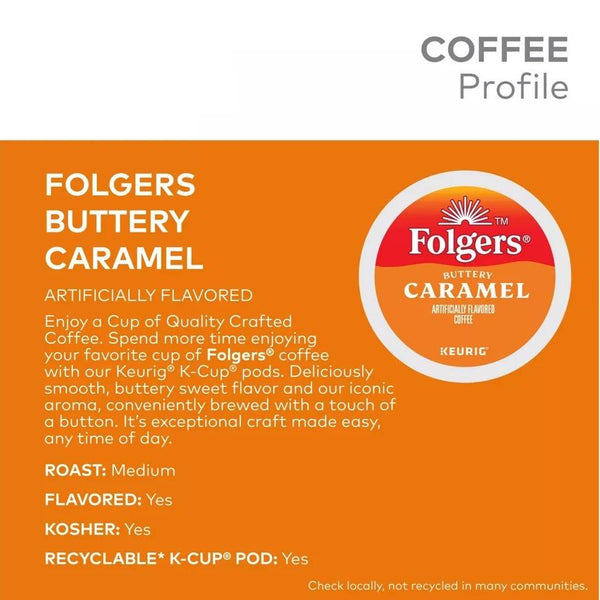 Load image into Gallery viewer, Folgers Buttery Caramel, Medium Roast, Keurig K-cup Coffee Pods, Box of 12 K-cups