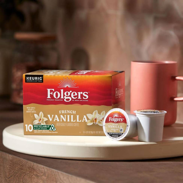 Load image into Gallery viewer, Folgers French Vanilla, Medium Roast, Keurig K-cup Coffee Pods, Box of 10 K-cups