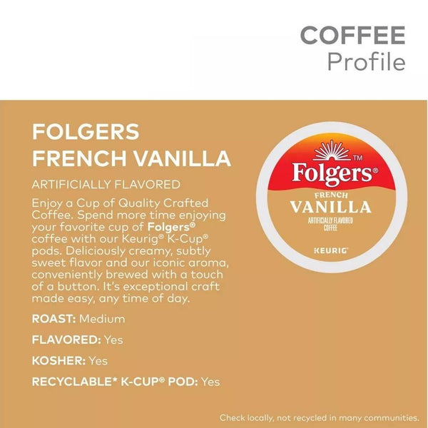 Load image into Gallery viewer, Folgers French Vanilla, Medium Roast, Keurig K-cup Coffee Pods, Box of 10 K-cups