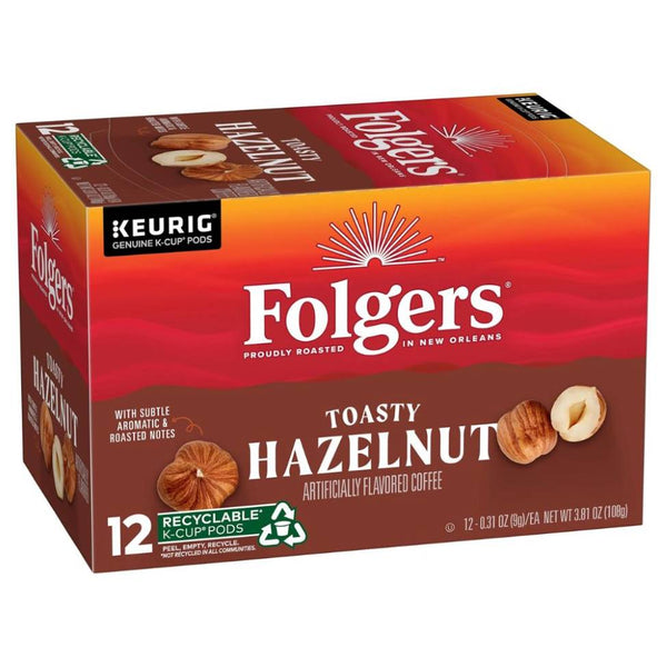 Load image into Gallery viewer, Folgers Toasty Hazelnut, Medium Roast, Keurig K-cup Coffee Pods, Box of 12 K-cups