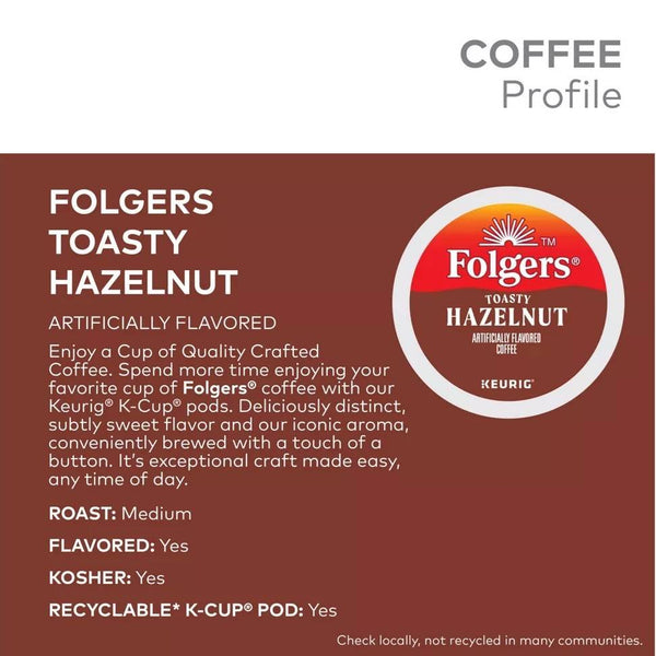 Load image into Gallery viewer, Folgers Toasty Hazelnut, Medium Roast, Keurig K-cup Coffee Pods, Box of 12 K-cups
