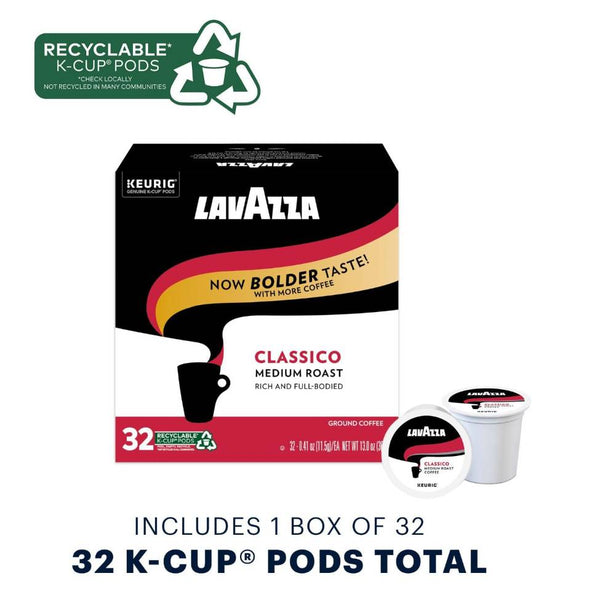 Load image into Gallery viewer, Lavazza Classico, Medium Roast, Keurig K-Cup Coffee Pods, Box of 32 K-cups