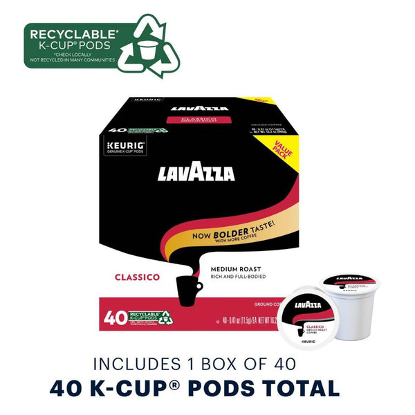 Load image into Gallery viewer, Lavazza Classico, Medium Roast, Keurig K-Cup Coffee Pods, Box of 40 K-cups