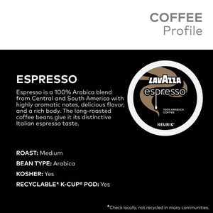 Lavazza Espresso, Medium Roast, Keurig K-Cup Coffee Pods, Box of 40 K-cups