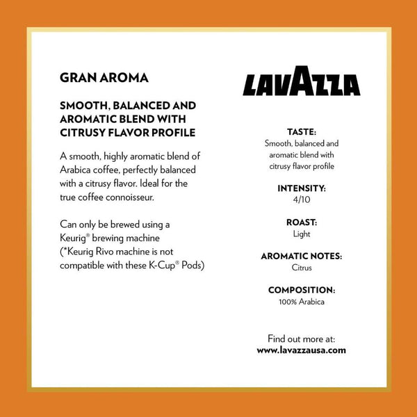Load image into Gallery viewer, Lavazza Gran Aroma, Light Roast, Keurig K-Cup Coffee Pods, Box of 10 K-cups