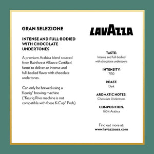 Lavazza Gran Selezione, Dark Roast, Keurig K-Cup Coffee Pods, Box of 40 K-cups