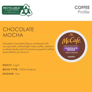 McCafe Chocolate Mocha, Light Roast, Keurig K-Cup Coffee Pods, box of 10 k-cups