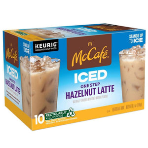 McCafe Iced One Step Hazelnut Latte, Medium Roast, Keurig K-Cup Coffee Pods, box of 10 k-cups