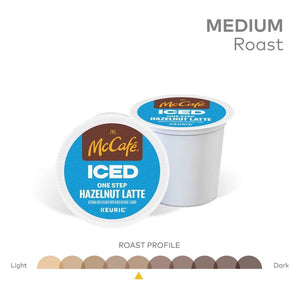 McCafe Iced One Step Hazelnut Latte, Medium Roast, Keurig K-Cup Coffee Pods