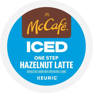 McCafe Iced One Step Hazelnut Latte, Medium Roast, Keurig K-Cup Coffee Pods, box of 10 k-cups
