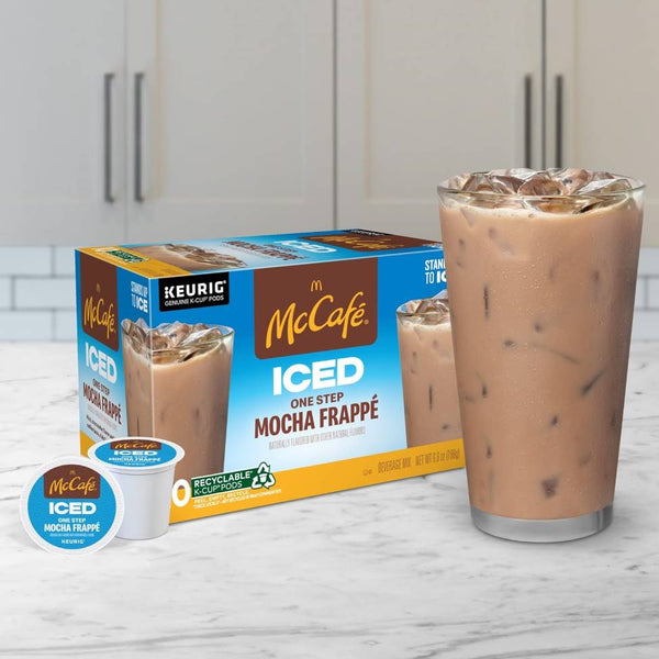 Load image into Gallery viewer, McCafe Iced One Step Mocha Frappe, Medium Roast, Keurig K-Cup Coffee Pods, box of 10 k-cups