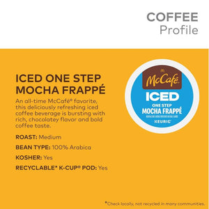 McCafe Iced One Step Mocha Frappe, Medium Roast, Keurig K-Cup Coffee Pods, box of 10 k-cups