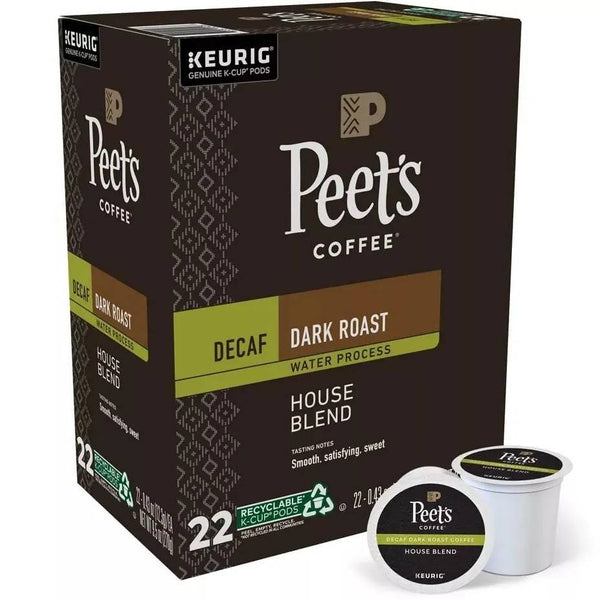 Load image into Gallery viewer, Peet's Coffee Decaf House Blend, Dark Roast, Keurig K-Cup Coffee Pods, Box of 22 K-cups