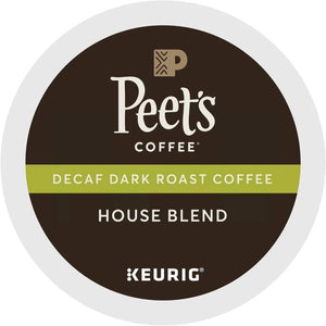 Peet's Coffee Decaf House Blend, Dark Roast, Keurig K-Cup Coffee Pods, Box of 22 K-cups