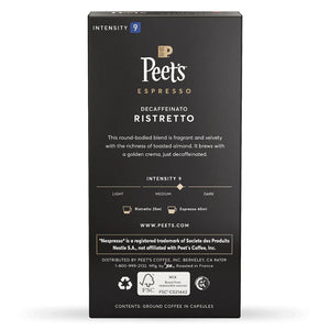 Peet's Coffee Decaf Ristretto, Box of 10 Nespresso Capsules