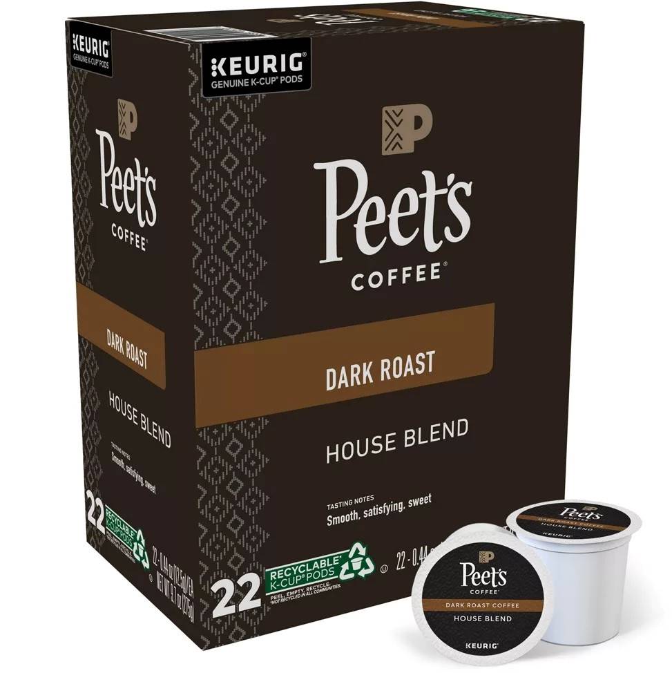 Peet's Coffee House Blend, Dark Roast, Keurig KCup Coffee Pods, Box o
