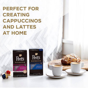 Peet's Coffee Dark, Medium, & Decaf Roast Variety Pack, Box of 50 Nespresso Capsules