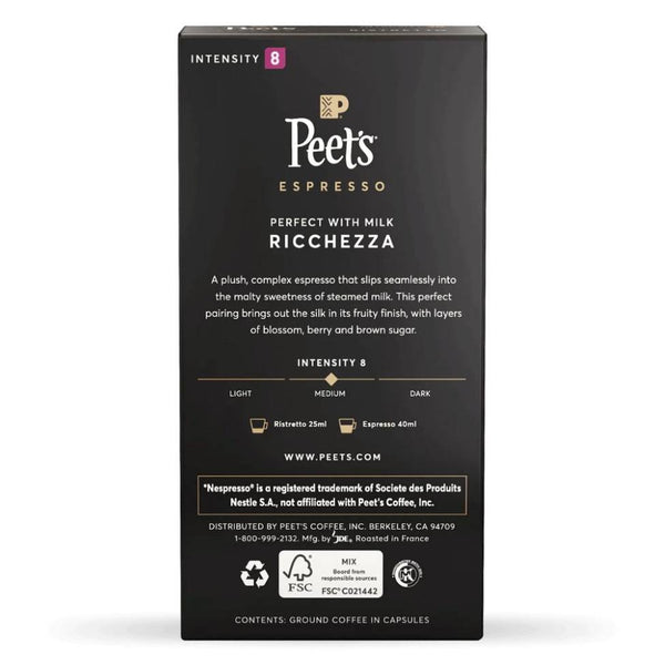 Load image into Gallery viewer, Peet's Coffee Ricchezza, Box of 10 Nespresso Capsules