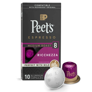 Peet's Coffee Dark, Medium, & Decaf Roast Variety Pack, Box of 50 Nespresso Capsules