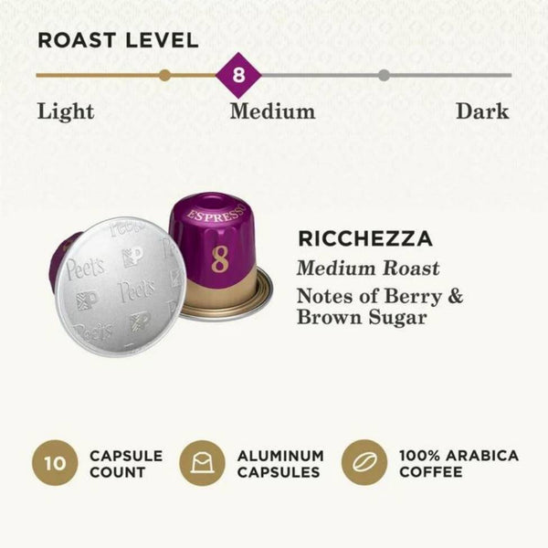 Load image into Gallery viewer, Peet's Coffee Ricchezza, Box of 10 Nespresso Capsules