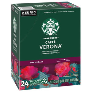 Starbucks Caffe Verona, Dark Roast, Keurig K-Cup Coffee Pods, Box of 24 K-cups