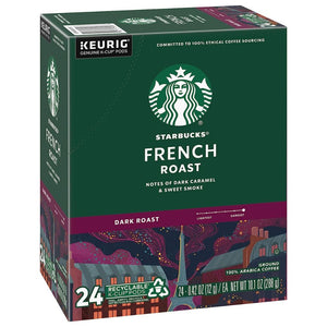 Starbucks French Roast, Dark Roast, Keurig K-Cup Coffee Pods, Box of 24 K-cups