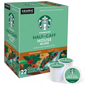 Starbucks Half-Caff House Blend, Medium Roast, Keurig K-Cup Coffee Pods, Box of 22 K-cups
