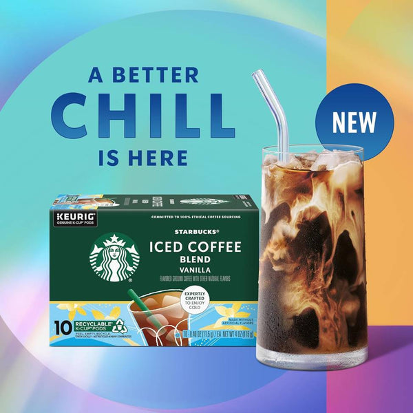 Load image into Gallery viewer, Starbucks Iced Coffee Blend Vanilla, Medium Roast, Keurig K-Cup Coffee Pods, Box of 10 K-cups