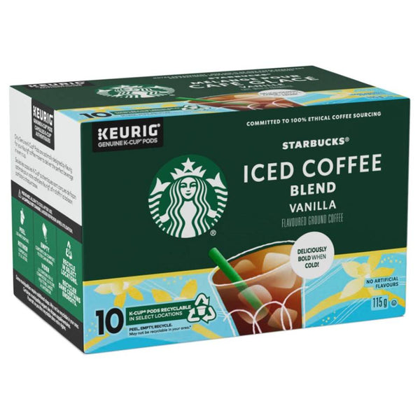 Load image into Gallery viewer, Starbucks Iced Coffee Blend Vanilla, Medium Roast, Keurig K-Cup Coffee Pods, Box of 10 K-cups