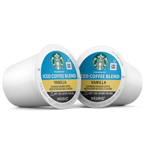 Starbucks Iced Coffee Blend Vanilla, Medium Roast, Keurig K-Cup Coffee Pods, Box of 10 K-cups