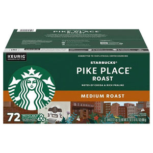 Starbucks Pike Place Roast, Medium Roast, Keurig K-Cup Coffee Pods, Box of 72 K-cups