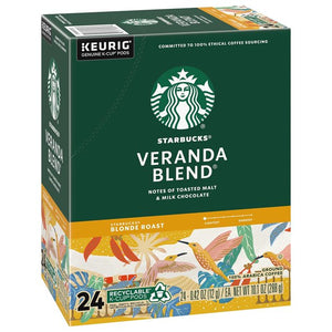 Starbucks Veranda Blend, Blonde Roast, Keurig K-Cup Coffee Pods, Box of 24 K-cups