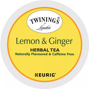 Twinings of London Lemon and Ginger Herbal Tea, Keurig K-Cup Pods, Box of 12 K-cups