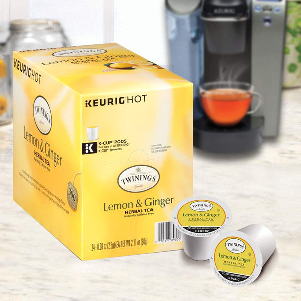 Load image into Gallery viewer, Twinings of London Lemon and Ginger Herbal Tea, Keurig K-Cup Pods, Box of 24 K-cups