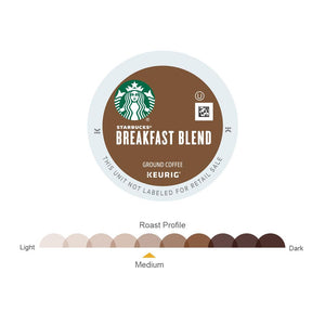 Starbucks Breakfast Blend, Medium Roast, Keurig K-Cup Coffee Pods