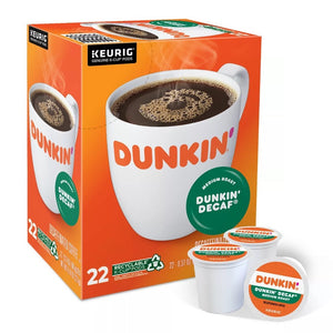 Dunkin' Decaf, Medium Roast, Keurig K-Cup Coffee Pods, Box of 22 K-cups