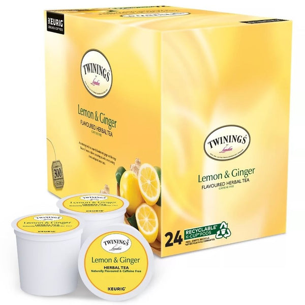Load image into Gallery viewer, Twinings of London Lemon and Ginger Herbal Tea, Keurig K-Cup Pods, Box of 24 K-cups