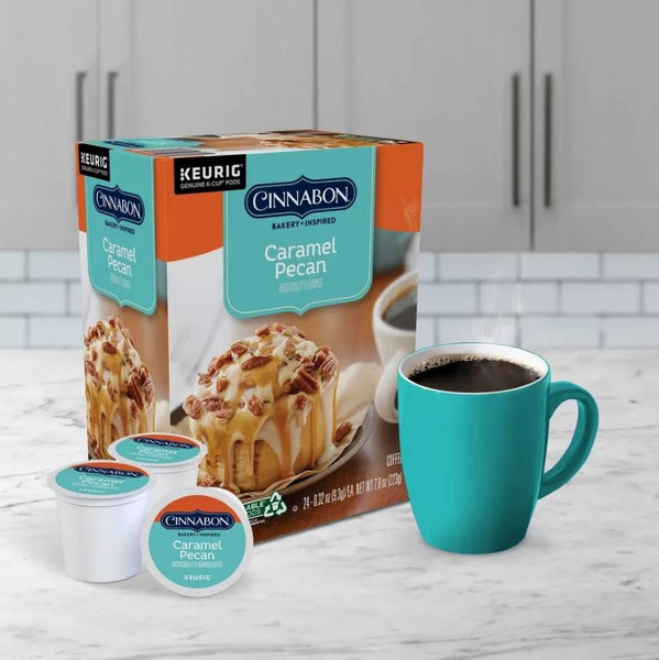 Load image into Gallery viewer, Cinnabon Caramel Pecan Coffee, Light Roast, Keurig K-Cup Coffee Pods, Box of 24 K-cups