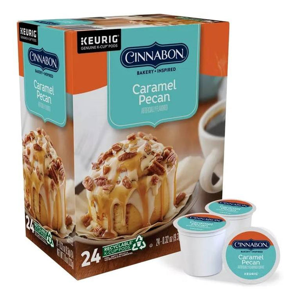 Load image into Gallery viewer, Cinnabon Caramel Pecan Coffee, Light Roast, Keurig K-Cup Coffee Pods, Box of 24 K-cups