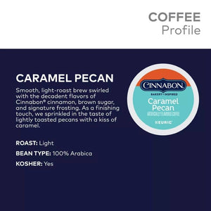 Cinnabon Caramel Pecan Coffee, Light Roast, Keurig K-Cup Coffee Pods, Box of 24 K-cups