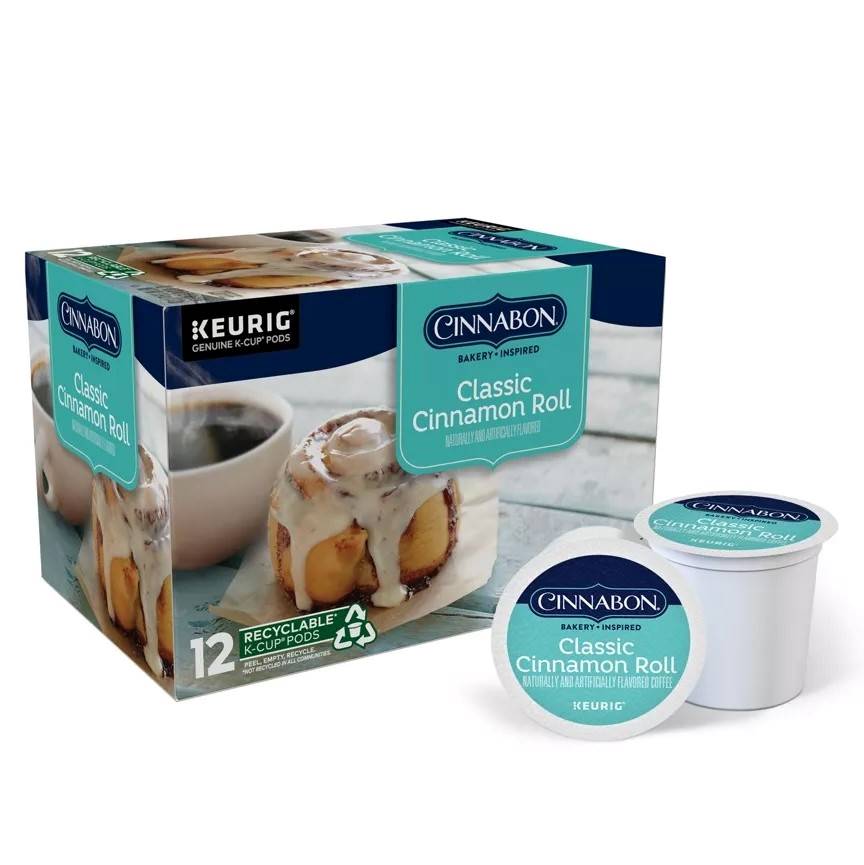 Cinnabon Classic Cinnamon Roll, Light Roast, Keurig KCup Coffee Pods
