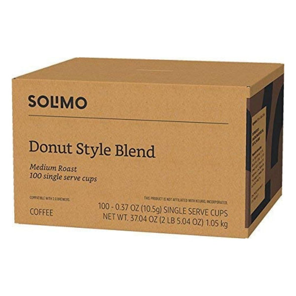 Load image into Gallery viewer, Amazon Solimo Donut Style Blend, Medium-Light Roast, Keurig K-Cup Coffee Pods, box of 100 k-cups
